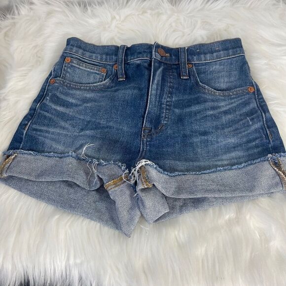 Madewell High Rise Denim Cuffed Cutoff Shorts Sz 23 - Picture 2 of 9